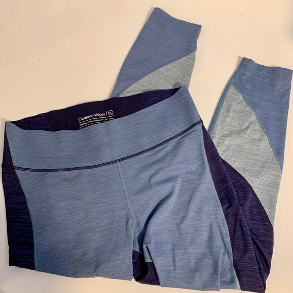 Outdoor Voices Zoom Techsweat Multi Blue Colorblock Leggings XL - Picture 2 of 6